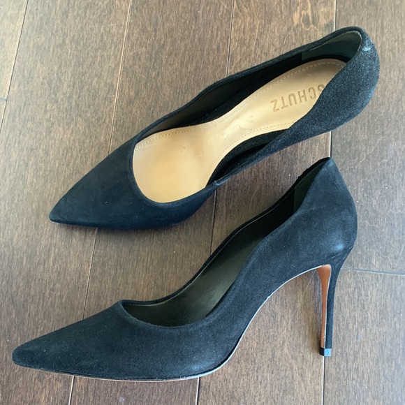 SCHUTZ Black Suede Analira Pointed Toe Pump Heels 9.5US - Picture 6 of 10